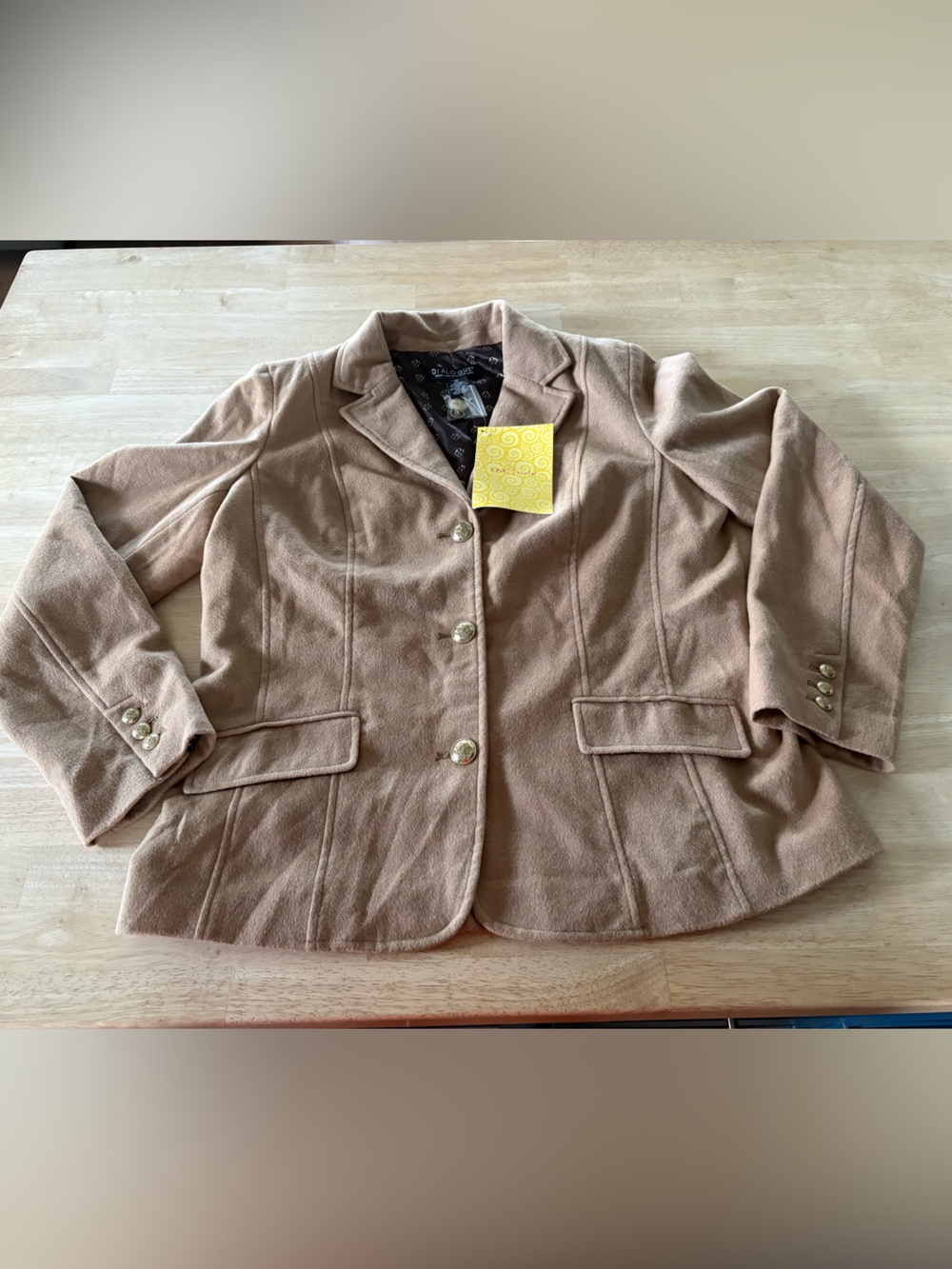 Dialogue Camel Blazer with Gold Buttons
